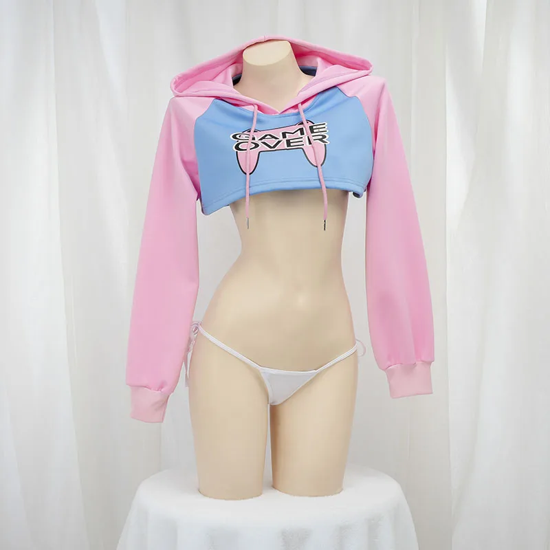 Cute Long Sleeve Crop Top Hood - Anime Cosplay Girlfriend review and price
