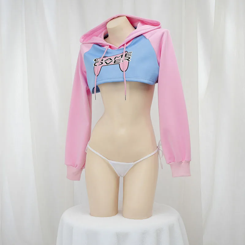 Cute Long Sleeve Crop Top Hood - Anime Cosplay Girlfriend review and price